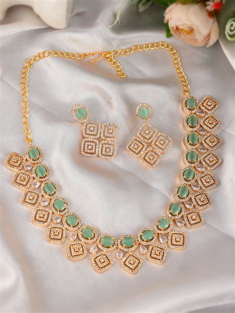 Designer AD Diamond Necklace Set – DASTOOR