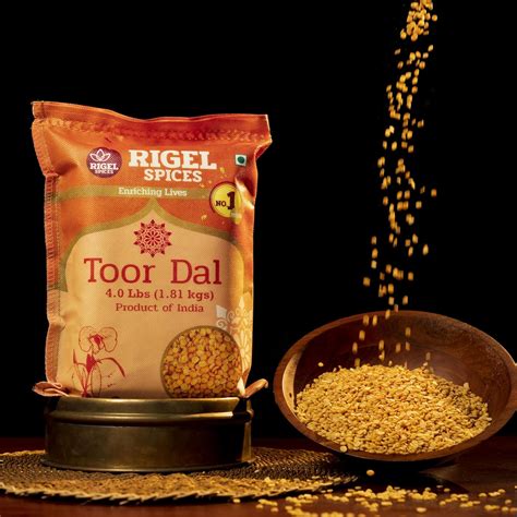 Rigel Spices Toor dal (4 Pounds) 1.81kg | Pigeon Pea Split | Arhar Dal ...