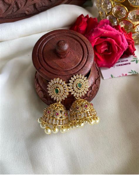 Premium American diamond jhumkas – Aksha Trends
