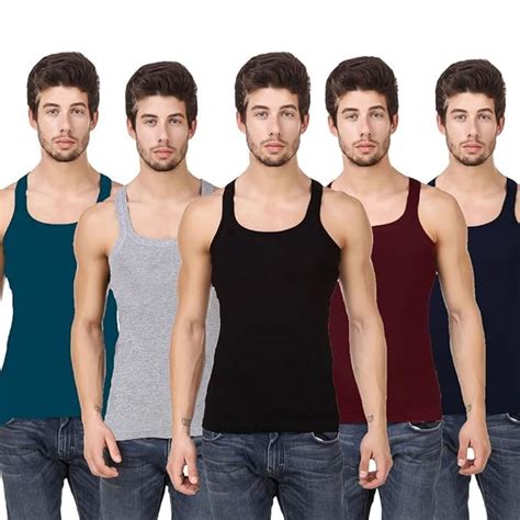 Buy Inner Element Men's 100% Cotton Gym Vest Muscle Tee Assorted ...