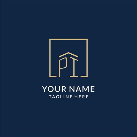 Initial PI square lines logo, modern and luxury real estate logo design 32041211 Vector Art at ...