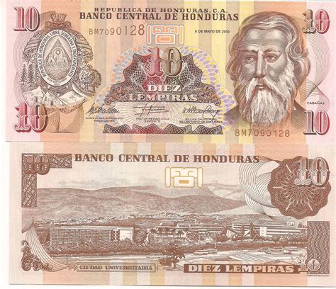 Honduras 10 lempiras Unc currency - KB Coins & Currencies