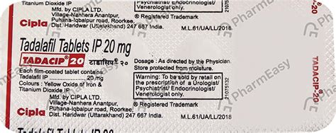 Tadacip 20 MG Tablet (4): Uses, Side Effects, Price & Dosage | PharmEasy