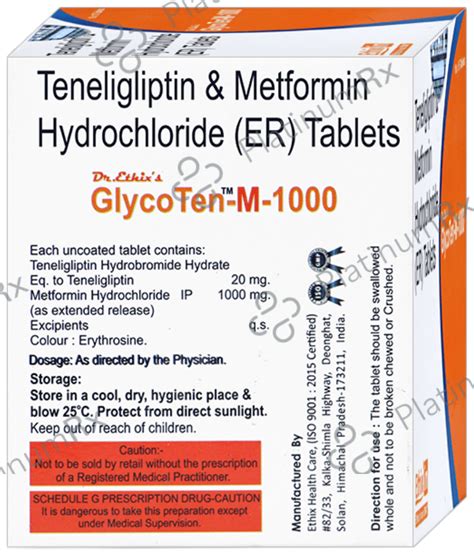 Glycoten-M 1000 Tablet ER - Save -9% on Substitute Medicine