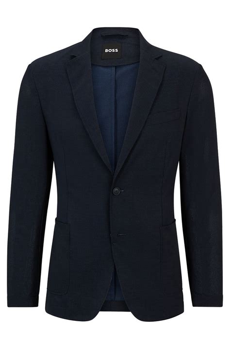 BOSS - Slim-fit jacket in wrinkle-resistant mesh