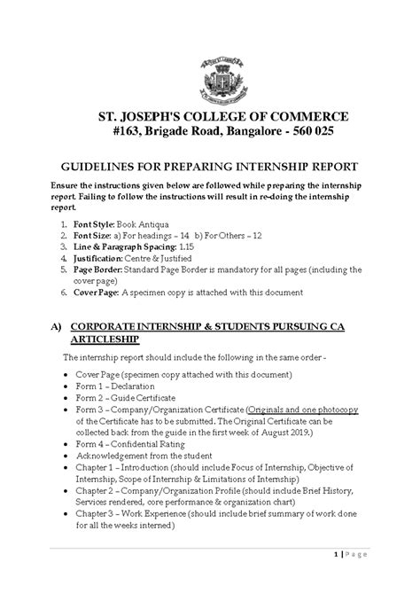 Intership Report Guidelines for M.Com/M.Com(IB) Students at SJCC - Studocu