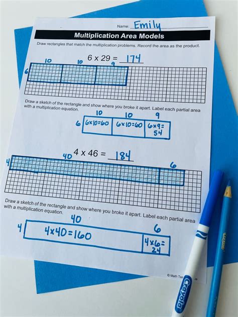 Area Model Multiplication 2-Digit by 1 Digit 的图像结果