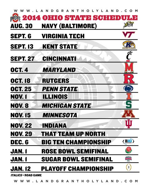 Osu Football Printable Schedule