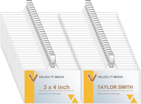 Name Badge Holders with Clip - Fushing 40PCS Clear Plastic ID Badge Holders with Badge Clips for ...