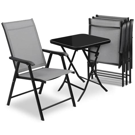 MoNiBloom 4 Foldable Bistro Dining Set, Small Outdoor Patio Furniture ...