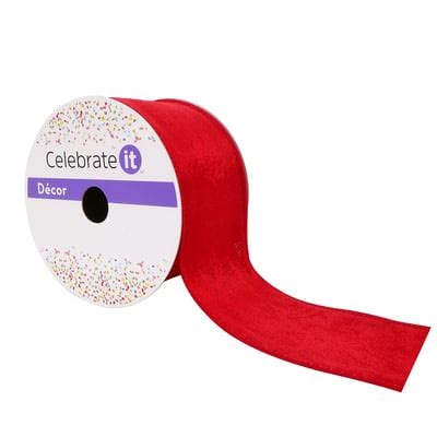 2.5" x 25ft. Red Velvet Wired Ribbon by Celebrate It™ | Michaels
