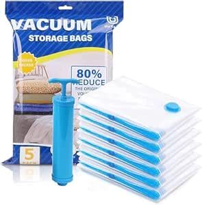 VISBY INDIA Plastic Vacuum Storage Bags for Clothes with Hand Pump 5 ...