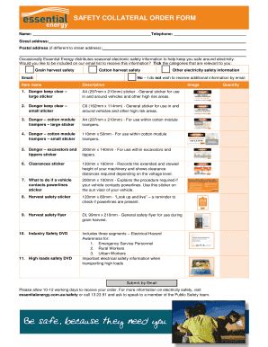 Fillable Online Safety collateral order form - Essential Energy Fax ...