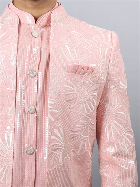 Rent Peach Big Floral 3 Layer IndoWestern – Elegant & Regal