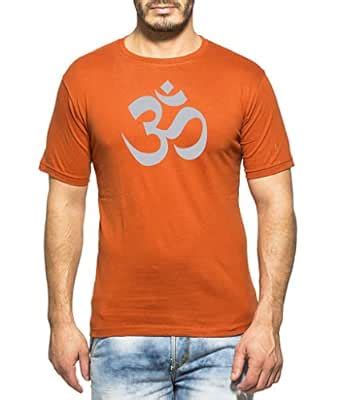 Buy Clifton Mens Printed Half Sleeve R-Neck T-Shirt -Rust -Om-Silver ...