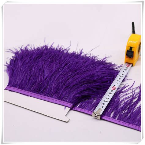 1 Meter Ostrich Feather Trim Fringe with Satin Ribbon Fluffy Feather ...
