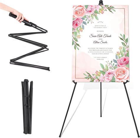 Easel Stand for Wedding Sign & Poster 63'' Tripod Collapsible Portable ...