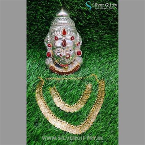 German Silver Decorated Lakshmi 6" Face With Coin Mala – Silver Giftry