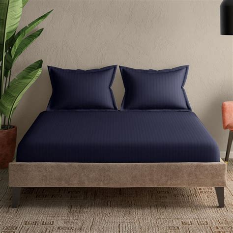 Buy CANNON Broadway Cotton 300TC Striped 3Pcs Queen Bedsheet Set from ...