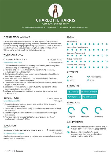 Image result for Computer Tutor Resume