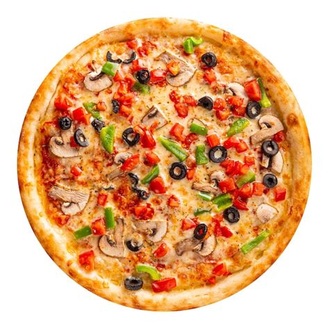 Isolated pizza with mushrooms and olives | Premium Photo