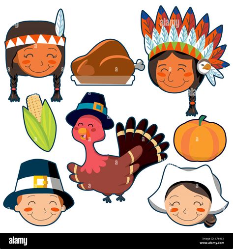 Pilgrims And Indians Thanksgiving Clip Art