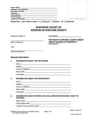 Petition to Enforce Court Order About Division of Property - Blank ...