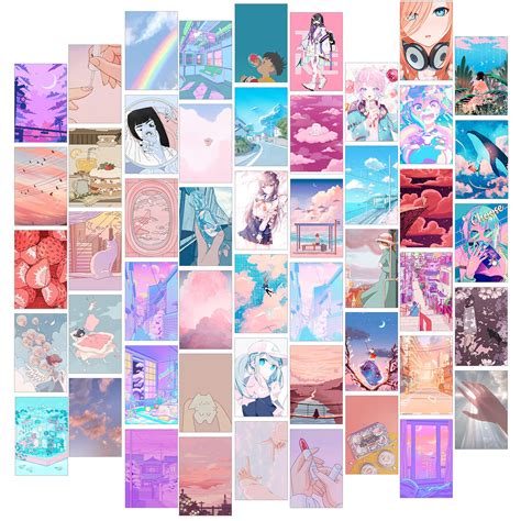 Pink Kawaii Room Decor Aesthetic 50pcs Kawaii Wall Decor Japanese ...