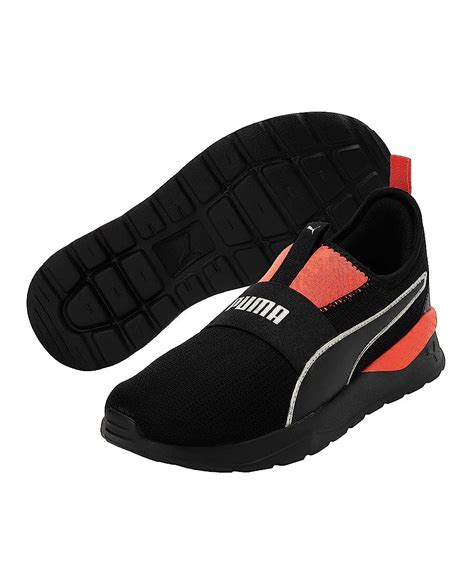 Buy Puma Unisex-Kid Hobbes Junior Black-Fiery Coral-Marshmallow Sneaker ...