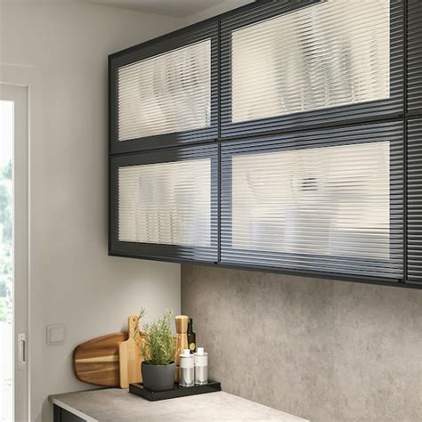 HEJSTA glass door, anthracite/reeded glass, 30x60 cm (113/4x235/8") - IKEA