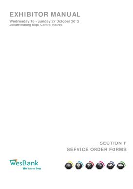 Fillable Online EXHIBITOR MANUAL Wednesday 16 - Sunday 27 October 2013 ...