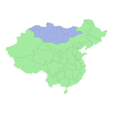 Hoge kwaliteit politieke kaart van China en Mongolië met grenzen van ...