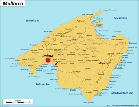 Majorca Map Mallorca, Majorca, Spain, Balearic Islands, Aerial Map,
