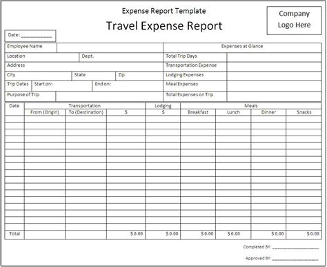 Expense Report Template - Excel PDF Formats