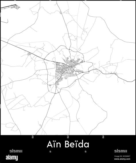 Ain Beida city map, Algeria - Topographic vector map poster Stock Vector Image & Art - Alamy