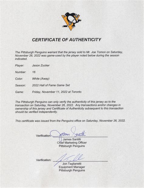 Lot Detail - Jason Zucker’s 2021-22 Pittsburgh Penguins “Hall of Fame ...