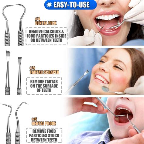 10 Pack Dental Tools Set - Professional Stainless Steel Plaque Remover ...