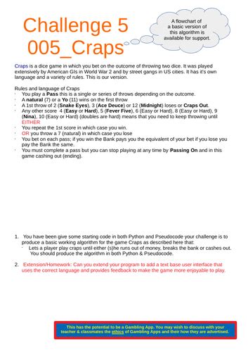 Image result for Python Code for Come Bet in Craps Game