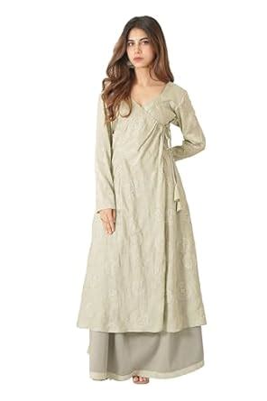 Buy Roy Creation Women's Angrakkha Anarkali with Skirt | Embroidered ...