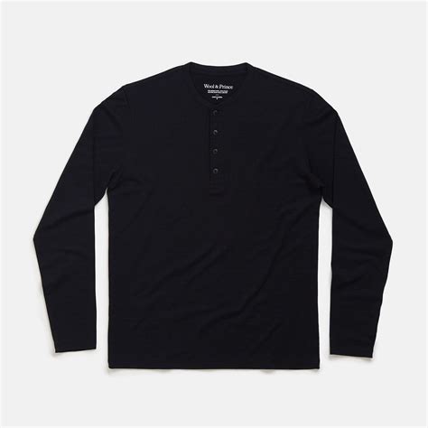 Merino Wool Signature Long Sleeve Henley | Black - Long Sleeve Henleys ...