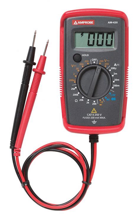 AMPROBE, Avg, CAT II 250V, Digital Multimeter - 52JJ16|AM-420/WWG ...