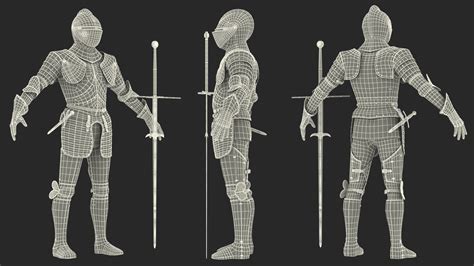 3D model Medieval Knight Black Gold Full Armor Neutral Pose | 3D Molier ...