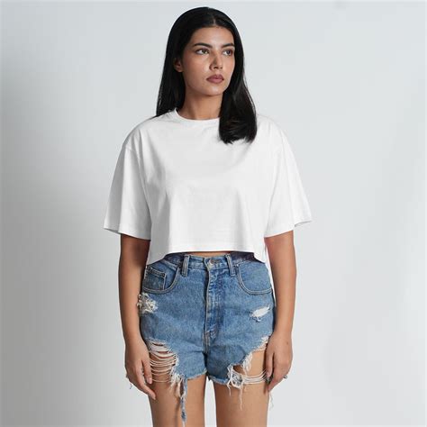 Women Oversized Half Sleeve Round Neck Croptop – Bloopers