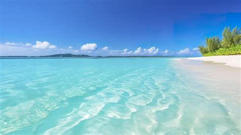 Tropical paradise beach with white sand and crystal clear blue water ...