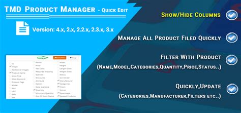 Opencart - Product Manager Quick Edit