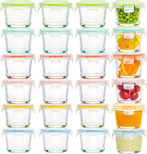 4 oz Circular Glass Food Storage Containers Set of 24, Small Containers ...