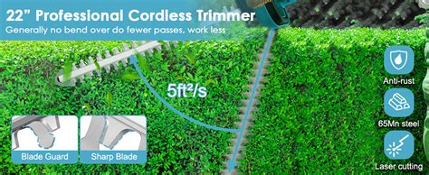 OMADA Cordless Lawn Hedge Trimmer, 20-inch Dual-Action Laser Blade, 3/5 ...