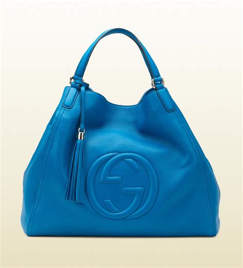 Gucci Soho Riviera Blue Colour Leather Shoulder Bag in Blue - Lyst