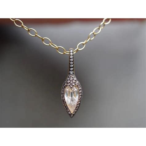 Marquise Lab Grown Diamond Necklace in 18K Yellow Gold, Halo Vintage S ...