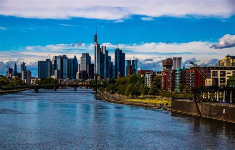 Wallpaper river, building, Germany, Frankfurt am main for mobile and ...